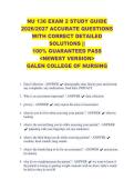NU 136 EXAM 2 STUDY GUIDE &NewLine;2026&sol;2027 ACCURATE QUESTIONS &NewLine;WITH CORRECT DETAILED &NewLine;SOLUTIONS &vert;&vert; &NewLine;100&percnt; GUARANTEED PASS &NewLine;<NEWEST VERSION> &NewLine;GALEN COLLEGE OF NURSING 