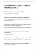 CYBER AWARENESS SCRIPT COMPLETE&NewLine;ANSWERS GRADED A&plus;&NewLine;