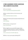 CYBER AWARENESS TESTED QUESTIONS&NewLine;AND COMPLETE SOLUTIONS&NewLine;
