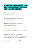 CYBERSECURITY MANAGEMENT FINAL&NewLine;COMPREHENSIVE EXAM STUDY GUIDE&NewLine;WITH COMPLETE SOLUTIONS&NewLine;