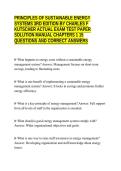 PRINCIPLES OF SUSTAINABLE ENERGY&NewLine;SYSTEMS 3RD EDITION BY CHARLES F&NewLine;KUTSCHER ACTUAL EXAM TEST PAPER&NewLine;SOLUTION MANUAL CHAPTERS 1 15&NewLine;QUESTIONS AND CORRECT ANSWERS