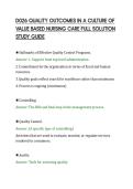 D026 QUALITY OUTCOMES IN A CULTURE OF&NewLine;VALUE BASED NURSING CARE FULL SOLUTION&NewLine;STUDY GUIDE