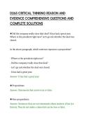 D265 CRITICAL THINKING REASON AND&NewLine;EVIDENCE COMPREHENSIVE QUESTIONS AND&NewLine;COMPLETE SOLUTIONS
