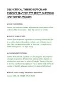 D265 CRITICAL THINKING REASON AND&NewLine;EVIDENCE PRACTICE TEST TESTED QUESTIONS&NewLine;AND VERIFIED ANSWERS&NewLine;