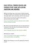 D265 CRITICAL THINKING REASON AND&NewLine;EVIDENCE STUDY GUIDE WITH SOLVED&NewLine;QUESTIONS AND ANSWERS