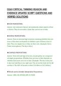 D265 CRITICAL THINKING REASON AND&NewLine;EVIDENCE UPDATED SCRIPT QUESTIONS AND&NewLine;VERIFIED SOLUTIONS