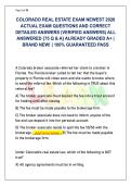 Colorado Real Estate Broker Exam Law & Practice Matrix &lpar;Latest 2026&rpar; &vert; 75 Unique Q&As & CREC Code Rationales