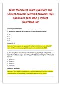 Texas Manicurist Exam Questions and Correct Answers &lpar;Verified Answers&rpar; Plus Rationales 2026 Q&A &vert; Instant Download Pdf