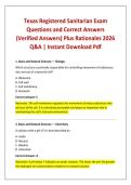 Texas Registered Sanitarian Exam Questions and Correct Answers &lpar;Verified Answers&rpar; Plus Rationales 2026 Q&A &vert; Instant Download Pdf