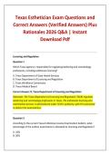 Texas Esthetician Exam Questions and Correct Answers &lpar;Verified Answers&rpar; Plus Rationales 2026 Q&A &vert; Instant Download Pdf