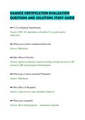 DAANCE CERTIFICATION EVALUATION&NewLine;QUESTIONS AND SOLUTIONS STUDY GUIDE&NewLine;