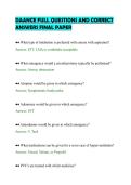 DAANCE FULL QUESTIONS AND CORRECT&NewLine;ANSWERS FINAL PAPER&NewLine;