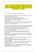 Texas Veterinary Board Exam 2026&sol;2027 Questions and Answers Actual Exam 2026&sol;2027 &vert; Complete Exam-Style Questions with Detailed Rationales &vert; 100&percnt; Verified &vert; Pass Guaranteed &ndash; A&plus; Graded