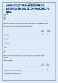 WGU C207 PRE-ASSESSMENT&colon; &NewLine;ATADRIVEN DECISION MAKING 70 &NewLine;Q&A 