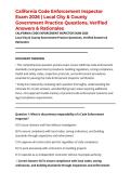 California Code Enforcement Inspector Exam 2026 &vert; Local City & County Government Practice Questions&comma; Verified Answers & Rationales