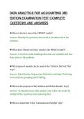 DATA ANALYTICS FOR ACCOUNTING 3RD&NewLine;EDITION EXAMINATION TEST COMPLETE&NewLine;QUESTIONS AND ANSWERS&NewLine;
