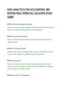 DATA ANALYTICS FOR ACCOUNTING 3RD&NewLine;EDITION FINAL PAPER FULL SOLUTION STUDY&NewLine;GUIDE&NewLine;