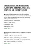 DAVIS ADVANTAGE FOR MATERNAL CHILD&NewLine;NURSING CARE 3RD EDITION ACTUAL EXAM&NewLine;QUESTIONS AND CORRECT ANSWERS&NewLine;