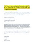PEAT Exam 2- National Physical Therapy Exam &lpar;NPTE&rpar; Practice COMPLETE EXAM LATEST VERSION 2026-2027 QUESTIONS AND ANSWERS &period;pdf&NewLine;&NewLine;