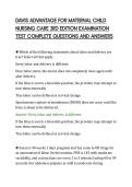 DAVIS ADVANTAGE FOR MATERNAL CHILD&NewLine;NURSING CARE 3RD EDITION EXAMINATION&NewLine;TEST COMPLETE QUESTIONS AND ANSWERS