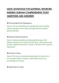 DAVIS ADVANTAGE FOR MATERNAL NEWBORN&NewLine;NURSING DURHAM COMPREHENSIVE STUDY&NewLine;QUESTIONS AND ANSWERS&NewLine;