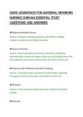 DAVIS ADVANTAGE FOR MATERNAL NEWBORN&NewLine;NURSING DURHAM ESSENTIAL STUDY&NewLine;QUESTIONS AND ANSWERS&NewLine;