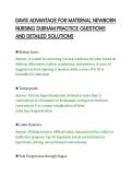 DAVIS ADVANTAGE FOR MATERNAL NEWBORN&NewLine;NURSING DURHAM PRACTICE QUESTIONS&NewLine;AND DETAILED SOLUTIONS&NewLine;