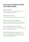 DBIA ACTUAL TEST COMPLETE TEST PAPER&NewLine;WITH CORRECT ANSWERS