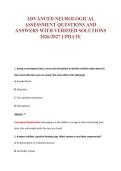 ADVANCED NEUROLOGICAL&NewLine;ASSESSMENT QUESTIONS AND&NewLine;ANSWERS WITH VERIFIED SOLUTIONS&NewLine;2026&sol;2027 UPDATE