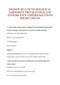 SHADOW HEALTH NEUROLOGICAL&NewLine;ASSESSMENT PREP QUESTIONS AND&NewLine;ANSWERS WITH VERIFIED SOLUTIONS&NewLine;2026&sol;2027 UPDATE