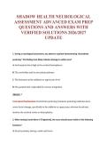 SHADOW HEALTH NEUROLOGICAL&NewLine;ASSESSMENT ADVANCED EXAM PREP&NewLine;QUESTIONS AND ANSWERS WITH&NewLine;VERIFIED SOLUTIONS 2026&sol;2027&NewLine;UPDATE