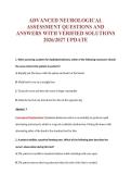 ADVANCED NEUROLOGICAL&NewLine;ASSESSMENT QUESTIONS AND&NewLine;ANSWERS WITH VERIFIED SOLUTIONS&NewLine;2026&sol;2027 UPDATE