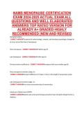 NAMS MENOPAUSE CERTIFICATION &NewLine;EXAM 2024-2025 ACTUAL EXAM ALL &NewLine;QUESTIONS AND WELL ELABORATED &NewLine;ANSWERS TOP RATED VERSION FOR &NewLine;ALREADY A&plus; GRADED HIGHLY &NewLine;RECOMMENDED &vert;NEW AND REVISED 