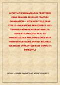 &NewLine;LATEST ATI PHARMACOLOGY PROCTORED EXAM ORIGINAL 20262027 PRACTICE EXAMINATION &mdash; WITH HIGH YIELD EXAM TYPE - 210 QUESTIONS AND CORRECT 100&percnt; VERIFIED ANSWERS WITH RATIONALES&vert; COMPLETE APPROVED REAL ATI PHARMACOLOGY PROCTORED EXAM WITH PREMIUM QUES