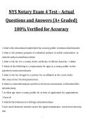 NYS Notary Exam 4 Test &ndash; Actual Questions and Answers &lpar;A&plus; Graded&rpar; 100&percnt; Verified for Accuracy&comma; exam practice questions with answers