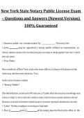 New York State Notary Public License Exam &ndash; Questions and Answers &lpar;Newest Version&rpar; 100&percnt; Guaranteed&comma; exam preparation material