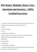 NYS Notary Multiple Choice Test &ndash; Questions and Answers &ndash; 100&percnt; Verified Pass Score&comma; multiple-choice exam practice