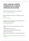 DENTAL ASSISTANT LICENSURE&NewLine;EXAMINATION TEST COMPLETE&NewLine;QUESTIONS AND SOLUTIONS&NewLine;