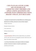 CMN 574 EXAM 4 STUDY GUIDE&colon;&NewLine;ADVANCED HEALTH&NewLine;COMMUNICATION THEORIES AND&NewLine;APPLICATIONS&period; QUESTIONS AND&NewLine;ANSWERS WITH VERIFIED SOLUTIONS&NewLine;2026&sol;2027 UPDATE&period; JUST RELEASED