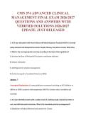 CMN 574 ADVANCED CLINICAL&NewLine;MANAGEMENT FINAL EXAM 2026&sol;2027&NewLine;QUESTIONS AND ANSWERS WITH&NewLine;VERIFIED SOLUTIONS 2026&sol;2027&NewLine;UPDATE&period; JUST RELEASED