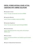 DENTAL HYGIENE NATIONAL BOARD ACTUAL&NewLine;QUESTIONS WITH VERIFIED SOLUTIONS&NewLine;