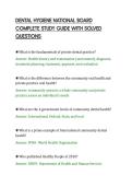 DENTAL HYGIENE NATIONAL BOARD&NewLine;COMPLETE STUDY GUIDE WITH SOLVED&NewLine;QUESTIONS&NewLine;