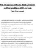NYS Notary Practice Exam &ndash; Study Questions and Answers &lpar;Rated 100&percnt; Correct&rpar; Pass Guaranteed&comma; practice exam with answers