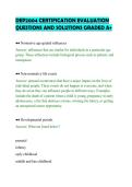 DEP2004 CERTIFICATION EVALUATION&NewLine;QUESTIONS AND SOLUTIONS GRADED A&plus;&NewLine;