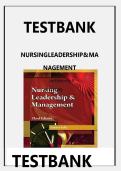 TEST BANK- Nursing Leadership and Management 3rd Edition&comma; Patricia Kelly Complete Solutions 2025 UPDATE&excl;&excl;&excl; GRADED A&plus;