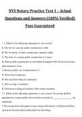 NYS Notary Practice Test 1 &ndash; Actual Questions and Answers &lpar;100&percnt; Verified&rpar; Pass Guaranteed&comma; practice test with answers
