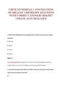CHEM 219 MODULE 1&colon; FOUNDATIONS&NewLine;OF ORGANIC CHEMISTRY QUESTIONS&NewLine;WITH CORRECT ANSWERS 2026&sol;2027&NewLine;UPDATE&period; JUST RELEASED