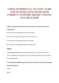 CHEM 219 MODULE 6&colon; NUCLEIC ACIDS&NewLine;AND GENETICS QUESTIONS WITH&NewLine;CORRECT ANSWERS 2026&sol;2027 UPDATE&period;&NewLine;JUST RELEASED
