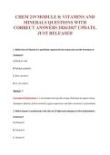 CHEM 219 MODULE 8&colon; VITAMINS AND&NewLine;MINERALS QUESTIONS WITH&NewLine;CORRECT ANSWERS 2026&sol;2027 UPDATE&period;&NewLine;JUST RELEASED
