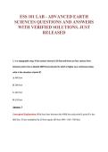 ESS 101 LAB - ADVANCED EARTH&NewLine;SCIENCES QUESTIONS AND ANSWERS&NewLine;WITH VERIFIED SOLUTIONS&period; JUST&NewLine;RELEASED